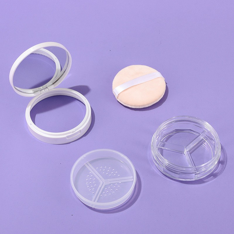ABS Round Four-compartment Flip-top Powder Box - Image 4