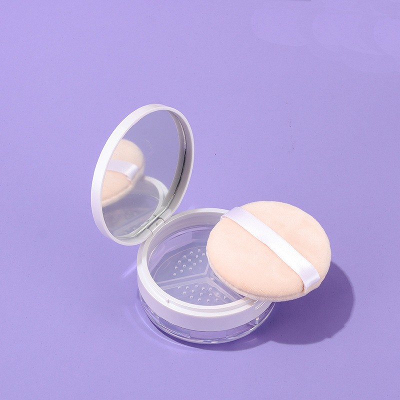 ABS Round Four-compartment Flip-top Powder Box - Image 3