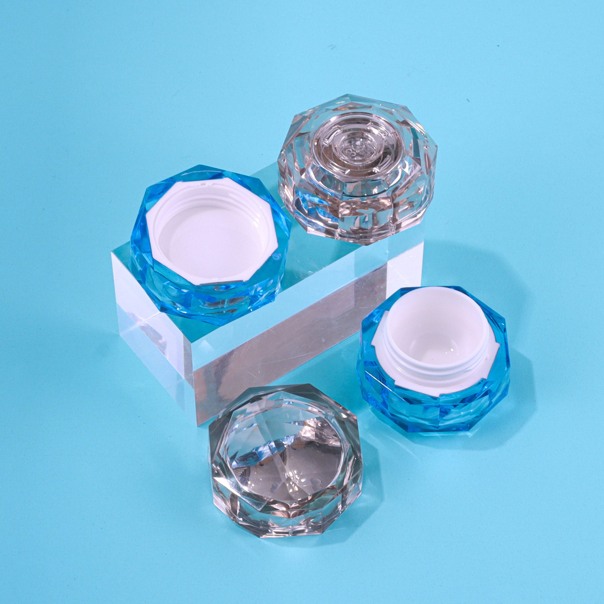 5g Polygonal Irregular Acrylic Crystal Cream Jar - Image 2