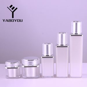 Acrylic Set Bottle, White Crystal Square Bottle