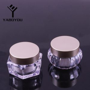 50g Acrylic Hexagonal Round Transparent Cream Bottle