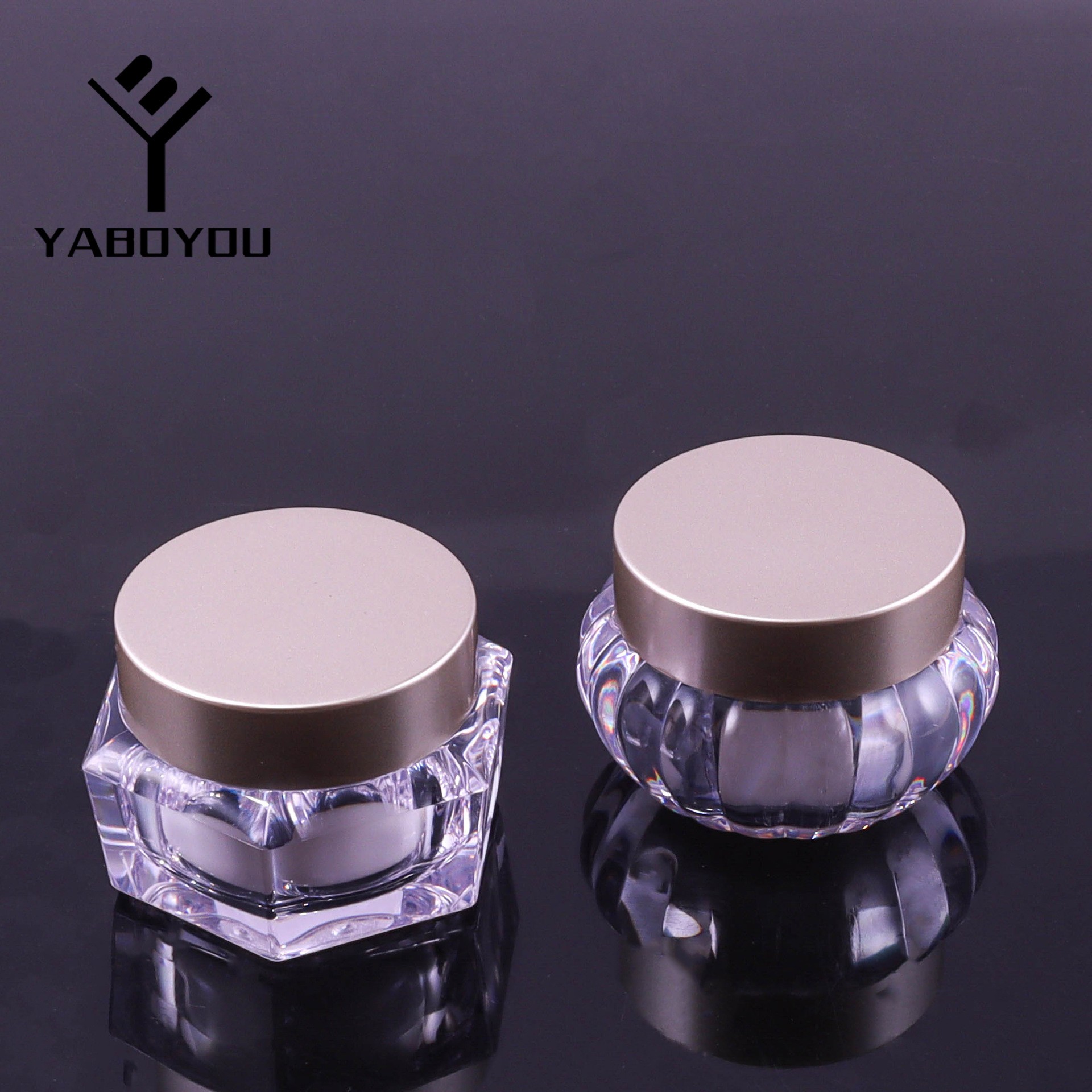 50g Acrylic Hexagonal Round Transparent Cream Bottle
