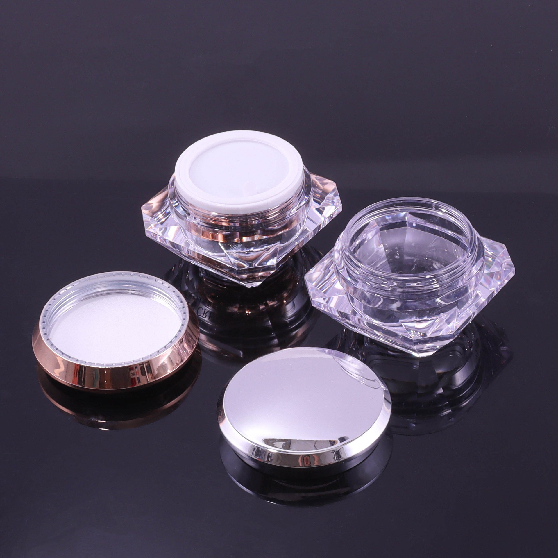 50g Acrylic Hexagonal Round Transparent Cream Bottle - Image 2