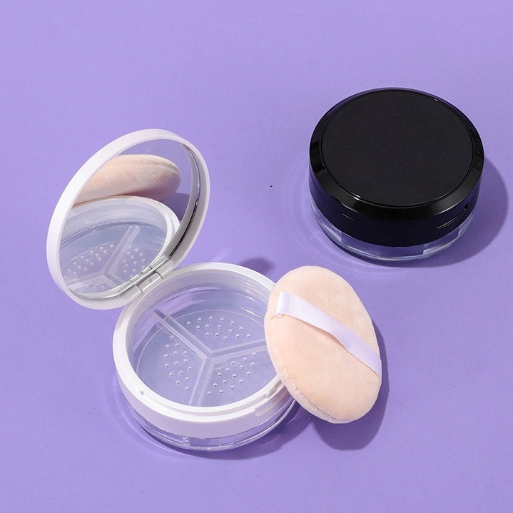 ABS Round Four-compartment Flip-top Powder Box