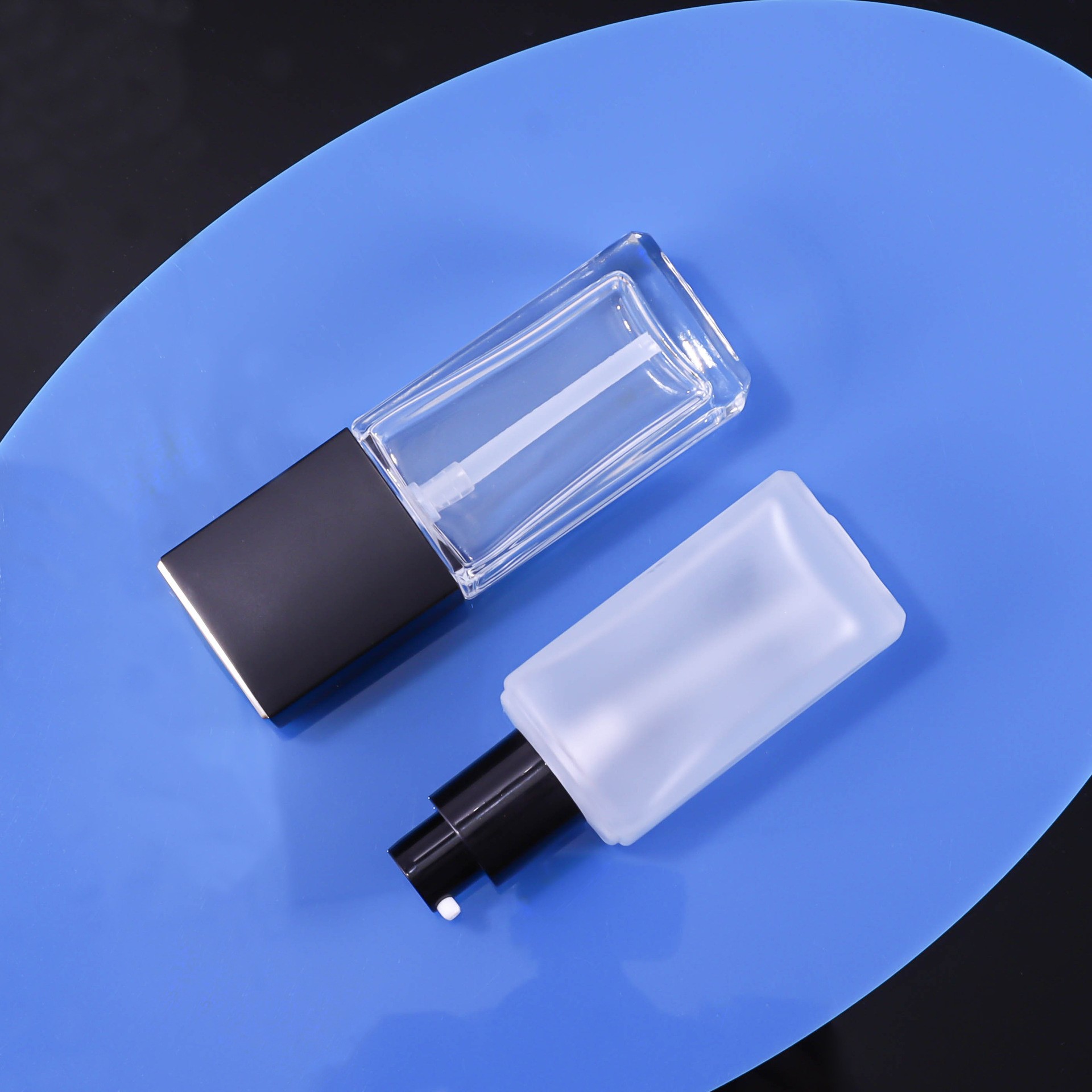 30ml Foundation Bottle, Square Frosted Serum Dispenser - Image 2