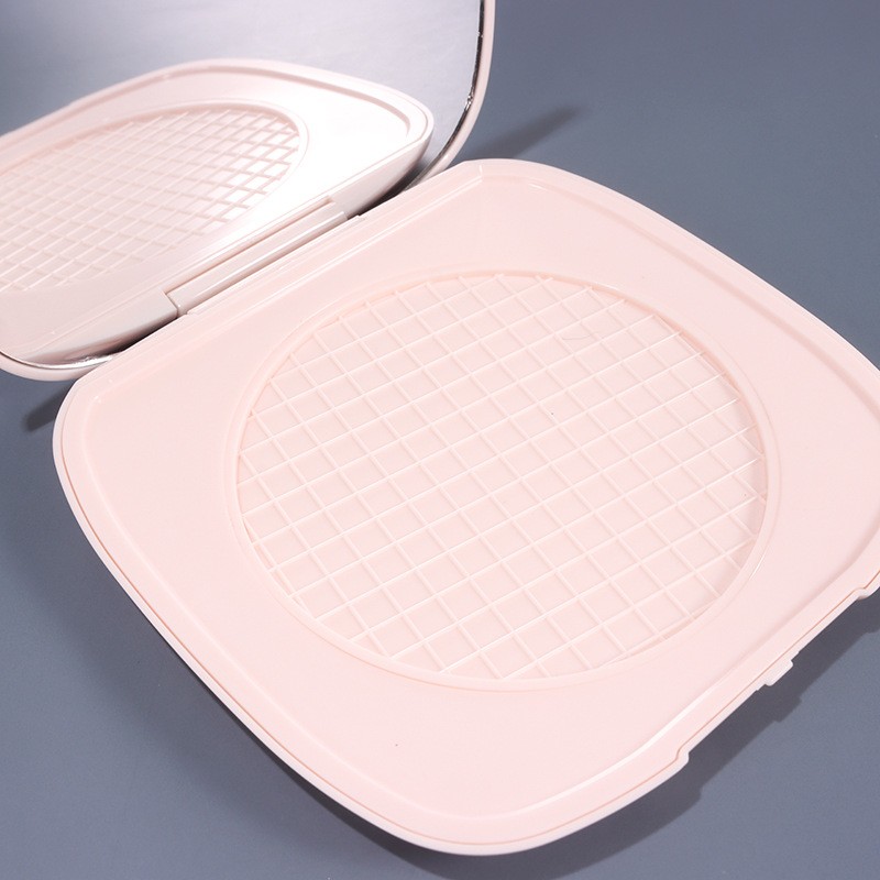 Pink Ultra-thin Snap-on Square Powder Compact - Image 4