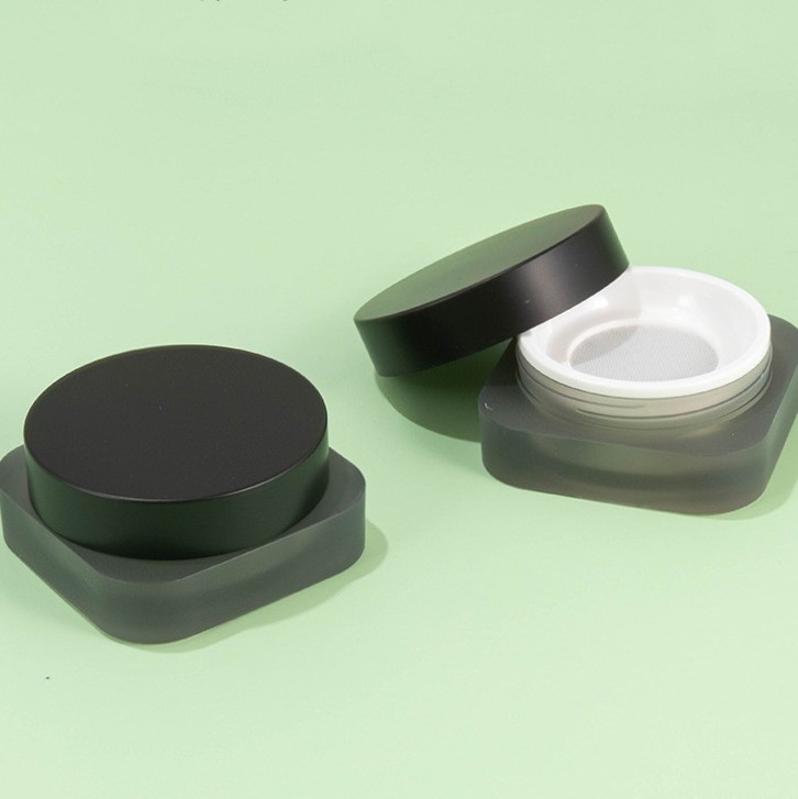 10g Black and White Frosted Round Lid Injection Molded Square Loose Powder Box