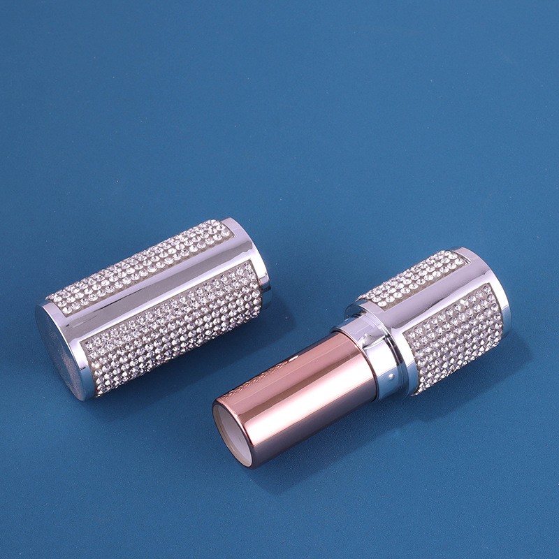 Red Velvet Lambskin Trim Round Lipstick Tube - Image 3
