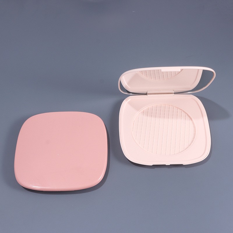 Pink Ultra-thin Snap-on Square Powder Compact - Image 2