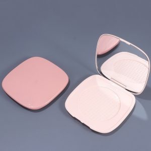 Pink Ultra-thin Snap-on Square Powder Compact