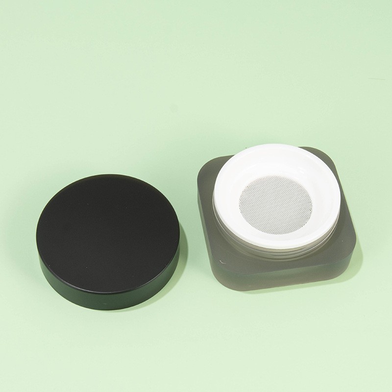 10g Black and White Frosted Round Lid Injection Molded Square Loose Powder Box - Image 2
