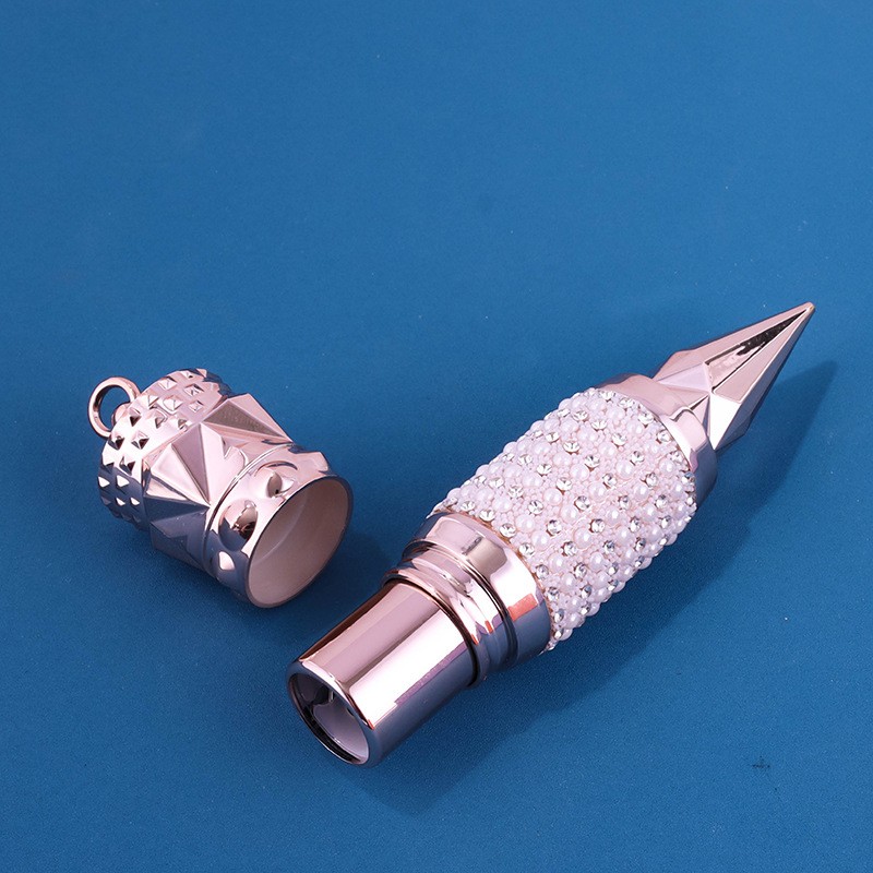 Rhinestone Rose Gold Carrot Three-Color Lipstick Tube - Image 4