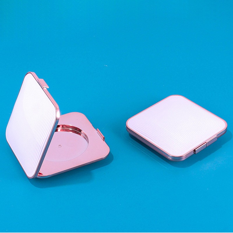 Square Striped Top Clip Single-color Powder Compact Box With Lens Packaging Box - Image 4