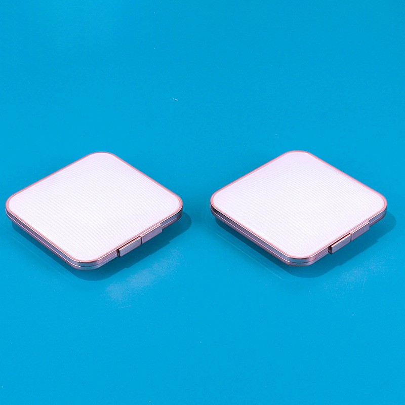 Square Striped Top Clip Single-color Powder Compact Box With Lens Packaging Box - Image 2