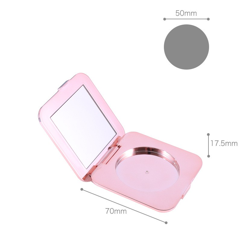 Square Striped Top Clip Single-color Powder Compact Box With Lens Packaging Box - Image 5