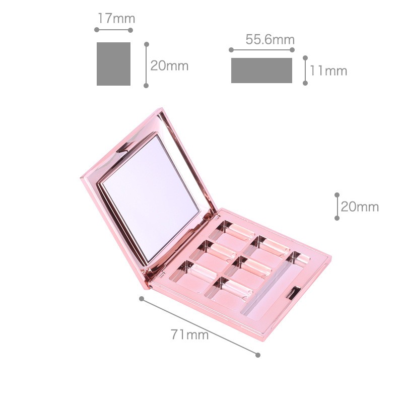 Square Clip-on 6-color Eyeshadow Palette With Mirror And Brush Slot - Image 5