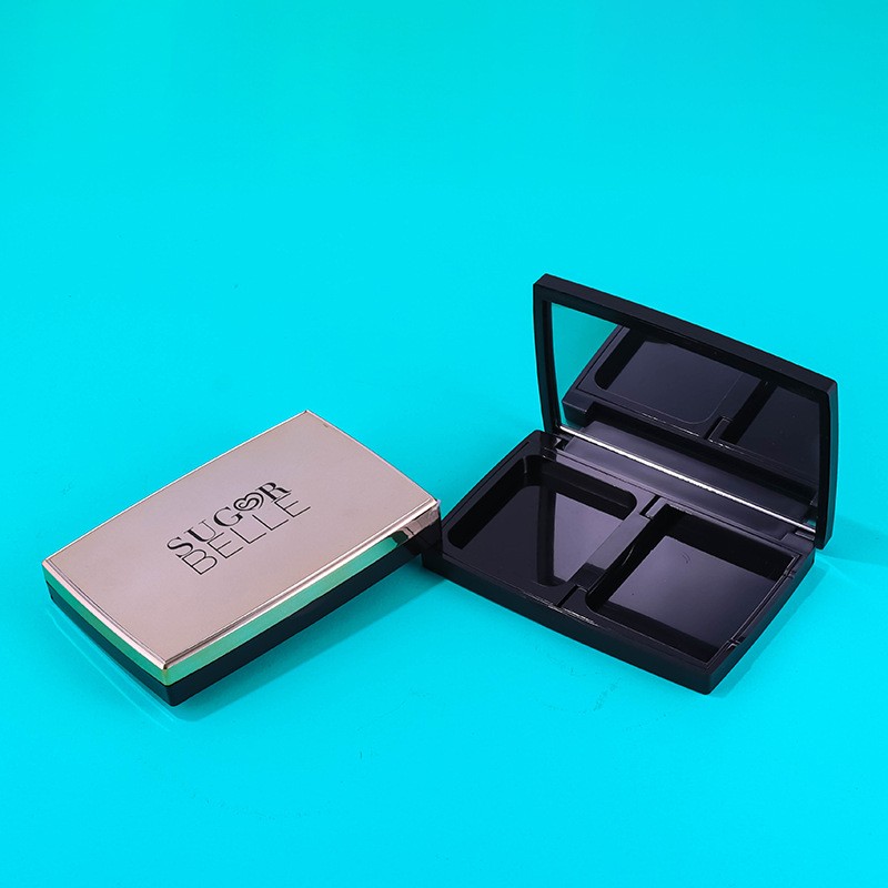 Two-compartment Minimalist Gold-plated Magnetic Eyeshadow Box With Mirror - Image 2