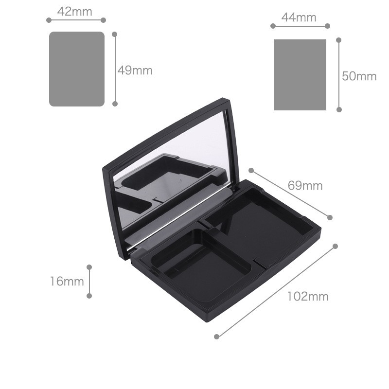 Two-compartment Minimalist Gold-plated Magnetic Eyeshadow Box With Mirror - Image 5