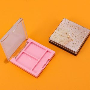 Square Sample-sized 2-color 4-compartment Eyeshadow Palette With Brush Slot