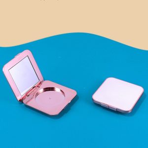 Square Striped Top Clip Single-color Powder Compact Box With Lens Packaging Box