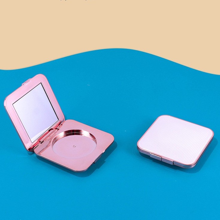 Square Striped Top Clip Single-color Powder Compact Box With Lens Packaging Box