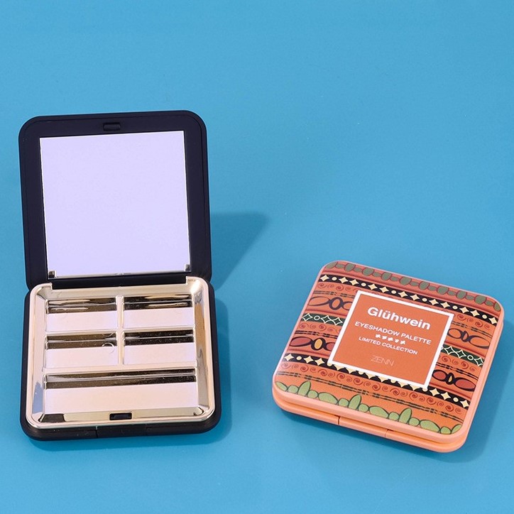 Square 3D Pattern Clasp Single-Compartment Eyeshadow Case