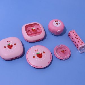 Pink Makeup Set Box, Sample Round Powder Compact Box