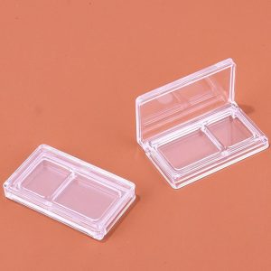 Square Transparent Dual-color Eyeshadow, Blush, Highlighter, And Powder Compact
