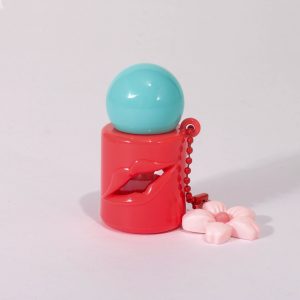 5ml Lip Gloss Bottle With Lip-shaped Perforated Cap, Large Brush Head With Chain